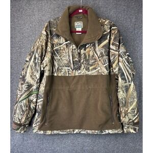 Drake Waterfowl Systems Men M Camo MST Quarter Zip Fleece Jacket Hunt Magnattach